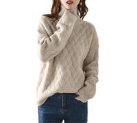 JiaWell Autunno e Inverno Oversize Maglia Dolcevita Maglione Donna Spessore Cashmere Pullover(B,Small)