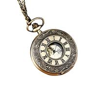 Jiawinng Vintage Pocket Watch Roman Numerals Scala Orologi Da Tasca Al Quarzo Con Catena Per Uso Quotidiano Regali Di Compleanno Di Natale Per La Festa Del Papà,D'oro
