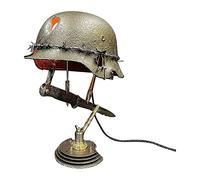Jiawinng War Lamp con Lampada da Tavolo A LED Statua Realizzata con I Caschi del Soldato della Seconda Guerra Mondiale Warv 2024 per Scrivania per Oggetti Educativi Lampada La Storia Regalo,A