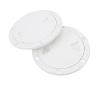 Jiawu 2 Pezzi Piatto di Barca, Piastre di Mazzo di Portene di Ispezione Rotonda con Barca con Copertura Staccabile, Anello di Gomma Addensato per Yacht Marittimi Barca, Facilmente (White)