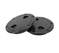 Jiawu 2 Pezzi Piatto di Barca, Piastre di Mazzo di Portene di Ispezione Rotonda con Barca con Copertura Staccabile, Anello di Gomma Addensato per Yacht Marittimi Barca, Facilmente (Black)