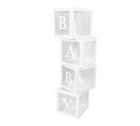 Jiawu 4 Pezzi Scatola di Palloncini Trasparente con Lettere, Scatola di Palloncini Decorativi per Proposte per Feste di Compleanno di Baby Shower, di Trasparenti per Decorazioni per Confessioni