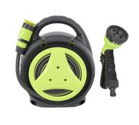 Jiawu Avvolgitubo Verde Portatile, Stoccaggio Efficiente per il Giardino, Avvolgitubo per Acqua da Trasporto a Mano con Ugello di Spruzzo da 11,1 M, Materiale in PVC ABS