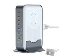 Jiawu Blocco Caricabatterie USB C da 200 W, Hub di Ricarica USB Multiplo a 8 Porte, Hub per Stazione di Ricarica Rapida, Adattatore per Caricabatterie per Laptop PD 100 W Aggiornato (Spina UE 800)