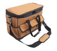 Jiawu Borsa per Attrezzi con Fondo Rigido Resistente, Resistente All'acqua, con 17 Tasche, Organizer per Lavori di Costruzione di Elettricisti, Marrone da 20 Pollici