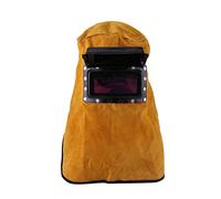 Jiawu Casco per Saldatura, Lenti Oscuranti Automatiche Risposta Rapida all', per Saldatura in Pelle con Pelle di Mucca Premium e Telaio in Spugna Traspirante per Professionisti della