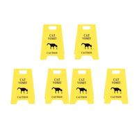 Jiawu Confezione da 6 Segnali di Pericolo di Vomito di Gatto, Segnali di Pericolo di Vomito di Gatto Divertenti e Decorativi Unici per Uso Interno in Plastica (Yellow)