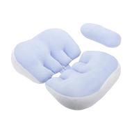 Jiawu Cuscino a Cuneo Regolabile per Supporto Addominale in Cotone Premium a Forma di W per Chi Dorme Sul Fianco 18,11x12,6x3,94 Pollici, Adatto per la Gravidanza (BLUE)