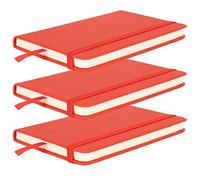 Jiawu Diario per Notebook con Copertina Rigida in PU A6 da 3 Pezzi con Segnalibro a Nastro, Blocco Note Portatile in Pelle per Ufficio, Scuola, Casa, Viaggio, Scrittura (rosso)