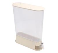 Jiawu Dispenser per Riso, Dispenser per Alimenti Secchi da 22 Libbre, Design Sottile, con Chiusura Ermetica, Contenitore per Cereali con Pulsante e Tazza per Dispensa, Domestica (bianco panna)