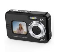 Jiawu Fotocamera Subacquea 5K con Messa a Fuoco Automatica Fotocamera Digitale Impermeabile a Doppio Schermo da 48 MP per le Vacanze in Famiglia Sulla Spiaggia di Snorkeling (BLACK)