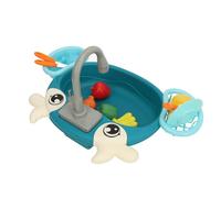 Jiawu Giocattolo Lavastoviglie Elettrico da Cucina con Acqua Circolante | Giocattolo interattivo per lavello da cucina per bambini, ciclo dell\'acqua simulato, cestello scolapiatti, regalo per i