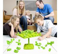 Jiawu Gioco di Equilibrio Ad Albero per Bambini, 50 Pezzi Animali, PP PS, | Gioco da tavolo impilabile con animali, borsa per riporre i piatti di penalità dei dadi, gioco da tavolo da tavolo,