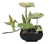 Jiawu Iron Art Bird Blatt USB Brunnendekor con Luci a LED per Soggiorno, Decorazione Dell'acqua da Tavola