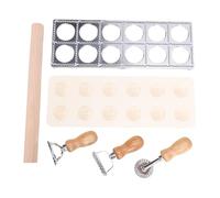 Jiawu Kit di utensili per la preparazione della pasta, set per la preparazione della pasta in legno da 6 pezzi con ravioli maker in acciaio inox, mattarello, tagliapasta, stendino