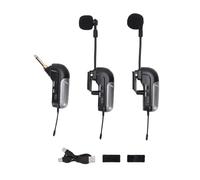 Jiawu Microfono a Condensatore con Clip UHF, Microfono per Fisarmonica Wireless UHF Doppio, per Strumenti Wireless Pickup per Strumenti a 360 Gradi per Pick Up 30
