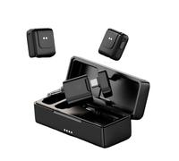 Jiawu Microfono Lavalier Wireless, Mini Microfoni Wireless 2 Pezzi 32kHz/24bit, Utilizzo 22 Ore con Microfono a Clip con Cancellazione del Rumore per Vlogging, Registrazione