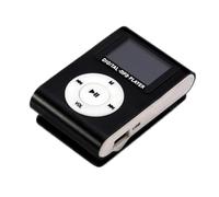 Jiawu Mini Lettore Musicale MP3 Portatile con Clip in Metallo, Schermo LCD, Supporto per Scheda TF da 32 GB, Piccolo Lettore MP3 Dorato per Viaggi e Sport (BLACK)