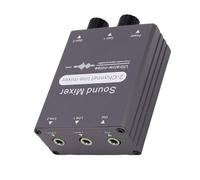 Jiawu Mixer Audio Stereo a 2 Canali, Scatola di Controllo dei Livelli di Linea Aux Stereo 2 in 1 Uscita da 3,5 Mm con Doppio Controllo del Volume, Mini Mixer Stereos per Cuffie