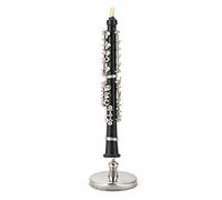 Jiawu Modello di Oboe, Modello Mini Oboe da 8,5 Cm, Ornamento in Metallo con Supporto e Scatola per la Decorazione della Scrivania, Regalo per gli Amanti della Musica