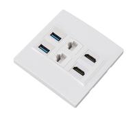 Jiawu Piastra da Muro Multimediale, Interfaccia Multimediale HD 5 Gbps 4K 60Hz USB 3.0 CAT6 RJ45 Combo, Piastra da Muro USB 3.0, da Interfaccia HD con Accessori e Viti per la Casa