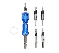 Jiawu Punta di Contromissione Efficace per la Lavorazione del Legno per Legno con Arresto Profondo Regolabile per Foro di Vite Pilota di Carpenteria, Corpi in Lega di Alluminio, 5 Limiti in Parte