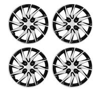 Jiawu Respiri Hub, Coperture per Ruote 15 Pollici per la Maggior Parte delle Auto, Camion, SUV, ABS, Installazione Facile, Snap Sui Tappi per Mozzi di Sostituzione R15, Set di 4 (Nero d'argento)