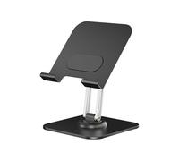 Jiawu Robusto Supporto per Tablet Pieghevole Supporto per Telefono da Tavolo Regolabile in Lega di Alluminio Girevole a 360 Gradi per la Cucina Domestica (BLACK)