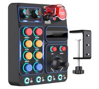 Jiawu Scatola di Controllo Centrale di Gara del Simulatore, 30 Pulsanti Programmabili Porta USB Retroilluminata RGB con Tasto di Commutazione per Giochi di Corse per PC Compatibile