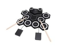 Jiawu Set di Batteria Elettronica, 8 Pad per Esercizi per Batteria, Pad per Batteria Elettrico Arrotolabile Altoparlante Incorporato con Pedali e Bastoncini, Strumento Ricaricabile
