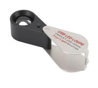 Jiawu Set di Lenti di Ingrandimento per Gioiellieri 20X Lente D'ingrandimento Ricaricabile Pieghevole 13 Luci a LED Lente in Vetro Ottico Trasparente Argento per L'osservazione dei Gioielli