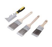 Jiawu Set di Pennelli, Set di Pennelli 4 in 1 con Manico Corto da 2 Pollici e Spazzola Angolata da 2,5 Pollici, Spazzole Angolari, Pettine con Spazzola in Acciaio per Dipingere Pareti, Porte,