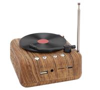 Jiawu Stereo -Nintage Player Bt Speaker con Effetto Sonoro Hi Fi per Tempo Libero All'aperto, Piastra Rotante Portatile per L'osservazione Drammatica della Batteria Al Litio (Colore di legno)