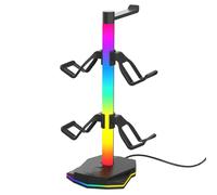 Jiawu Supporto per Cuffie da Gioco, Supporto per Cuffie RGB con 2 Porte USB e 1 Porta di Tipo C, per Controller, Accessorio per Giochi per Computer per Desktop
