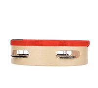 Jiawu Tamburello in Legno 15cm con Cimbali Metallici, Percussioni a Mano | Strumento a percussione manuale, tamburo tamburello in legno, con jingles per lezioni di musica, giochi per bambini, feste