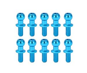 Jiawu Testa Sferica Vite Biella per Auto RC TT01 TT02 (BLUE) | Estremità dell\'ammortizzatore in lega di alluminio, 10 pezzi, leggera, resistente alla corrosione, facile da installare