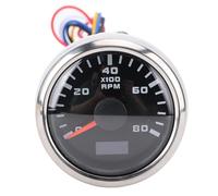 Jiawu Velocità del Motore -Tempo di Pila di Lavoro per la velocità del Motore per Camion RV 2in 8000 Rpm Tacometro con Metro Easy Installation (Quadrante nero Lunetta argentata)