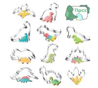 JIAWWAN Stampi Biscotti Dinosauri, 11 Pezzi Stampo Biscotti Dinosauro Acciaio Inossidabile, Taglia Biscotti Animali, Formine per Biscotti a Forma di Dinosauro, Tagliabiscotti Dinosauri per Bambini (A)