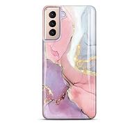JIAXIUFEN - Custodia per Galaxy S21 sottile e antiurto in TPU morbida gomma silicone, marmorizzata e glitterata, custodia per Samsung Galaxy S21 5G 6,2 pollici 2021, colore rosa violaceo