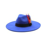 Jiaxu Cappelli Cappello a Cilindro Jazz a Tesa Larga in Lana for Autunno e Inverno Cappello Jazz a Tesa Larga(Royal Blue)