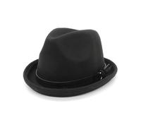 Jiaxu Cappelli Cappello a Cilindro Piccolo Autunnale e Invernale, Cappello a Tesa Corta Arricciato in Lana, Cappello a Cilindro a Forma di Campana(Nero)