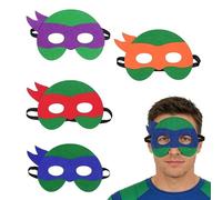 JiaYiXu 4 maschere ninja regolabili in feltro, accessori divertenti per cosplay, costume da tartarughe ninja, giocattoli per tartarughe ninja, maschere da supereroi, borse per feste in costume