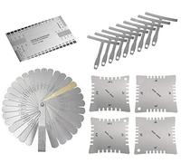 Jiayouy 15 strumenti per liutaio tra cui 9 calibri per raggio di understrage, 32 lame, 4 calibri a raggio dentellato, righello per strumento di configurazione per chitarra e basso