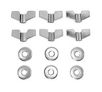 Jiayouy Accessori di ricambio per piatti, 12 pezzi, dadi ad alette e rondelle in metallo, colore argento