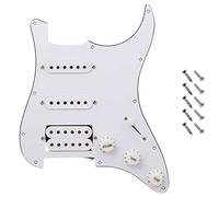 Jiayouy Battipenna SSH a 11 fori precablato Stratocaster piastra posteriore con pickup Wilkinson per chitarra Fender Stratocaster standard in stile moderno, 3 strati, bianco