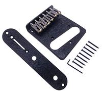 Jiayouy Carved Roller Telecaster Bridge 6 Corde Sottosella Piastra con 3 Way Switch Control Plate per Tele Telecaster Chitarra Sostituzione (nero)