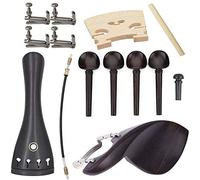 Jiayouy Kit di accessori per violino 4/4-3/4 in ebano con pioli di accordatura, cordiera, intestino, accordatori fini, puntali, ponte, mentoniere, morsetti, intarsio, modello intarsiato, 15 pezzi