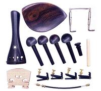 Jiayouy Kit di accessori per violino 4/4-3/4 in ebano da 15 pezzi, con pioli di accordatura, cordiera, accordatori fini, puntali, ponte, mentoniere, morsetti, kit nero