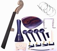 Jiayouy Kit di accessori per violino fai da te 4/4 con collo e tastiera per violino con corde, cordiera con accordatore fine e pirolo per accordare i ponti e il mento, 16 pezzi