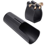 Jiayouy Legatura in pelle e tappo in plastica per bocchino clarinetto, nero, 2 pezzi
